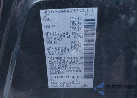 2014 Nissan Pathfinder Sl z USA, uszkodzony, nr VIN 5N1AR2MM0EC630055